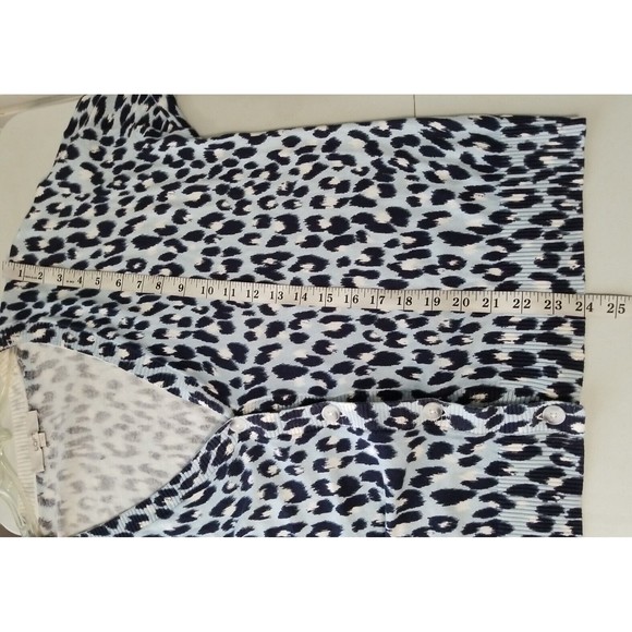 Loft Sweater Womens Size Large Animal Print Blue Button Up Cardigan - Picture 7 of 8